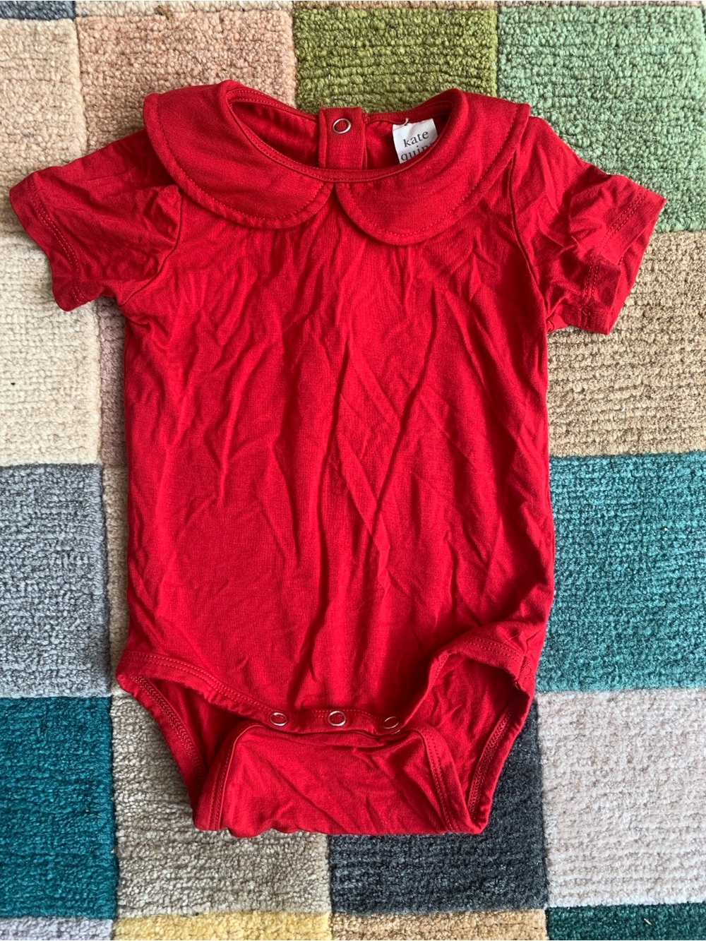 3-6M Red Kate Quinn Onesie with Peter Pan Collar Bamboo